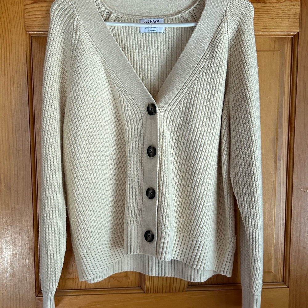 Old Navy Beige Button-Up Women's Cardigan